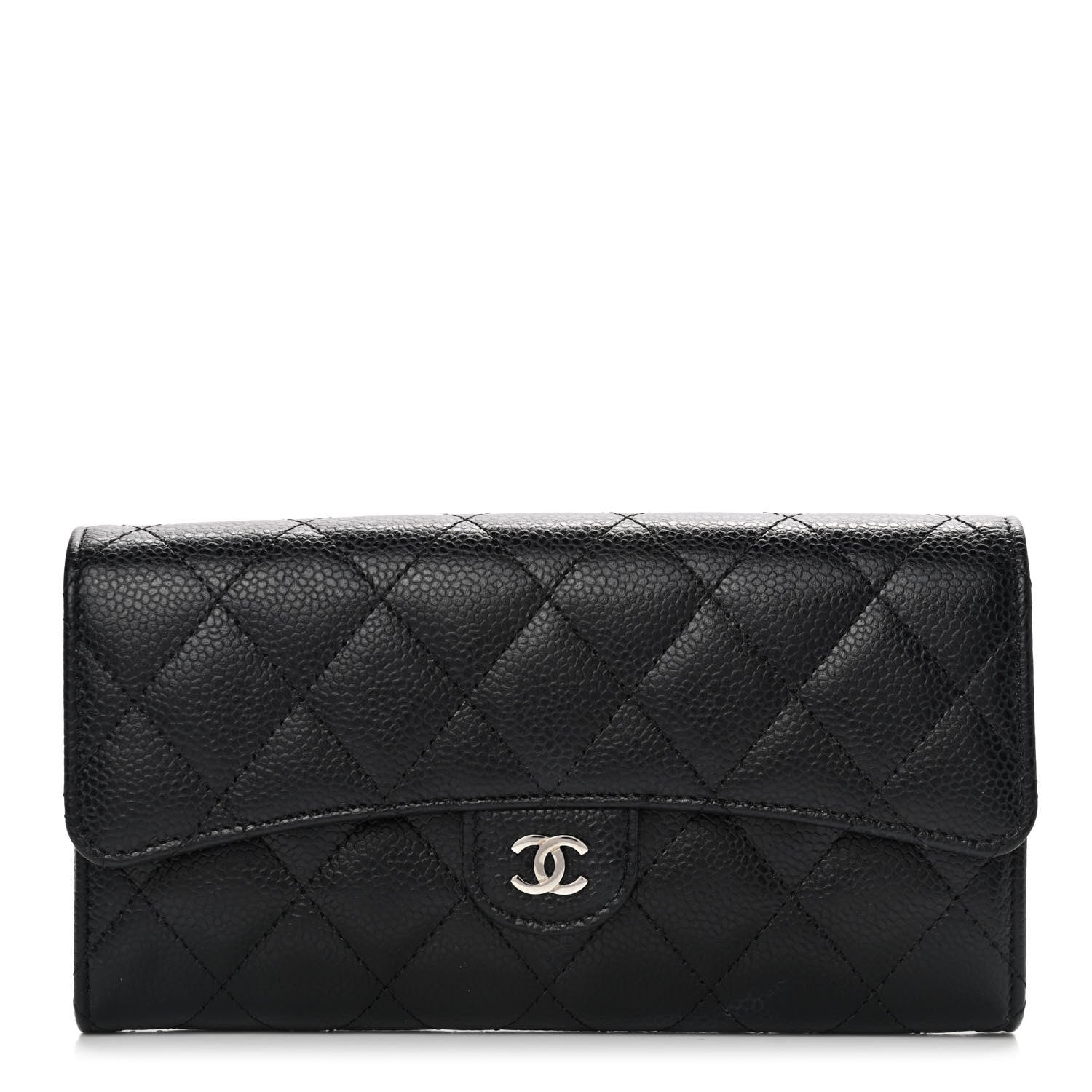 Chanel Caviar Quilted Large Gusset Flap Wallet Black 1 of 9