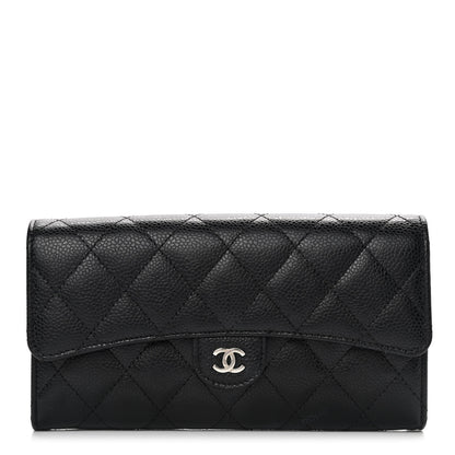 Chanel Caviar Quilted Large Gusset Flap Wallet Black 1 of 9