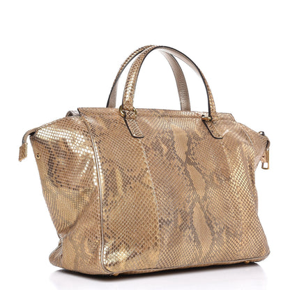 Gucci Metallic Python Medium 1973 Top Handle Satchel Gold 3 of 8