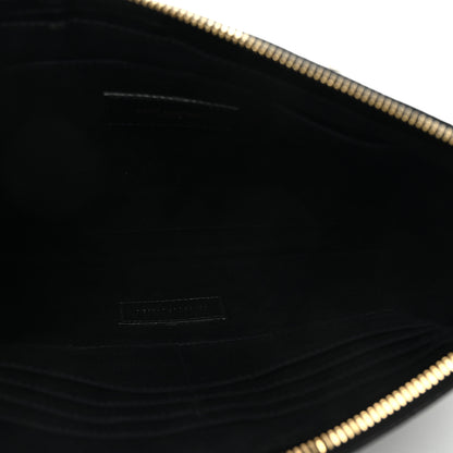 Saint Laurent Calfskin Crocodile Embossed Tablet Pouch Black 5 of 7