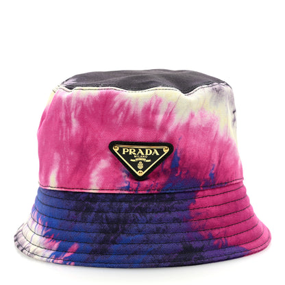 Prada Used Denim Tie Dye Metal Triangle Logo Womens Bucket Hat S 2 of 7