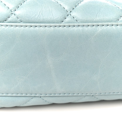 Chanel Glazed Calfskin Quilted Large Coco Soft Flap Light Blue 29 of 36
