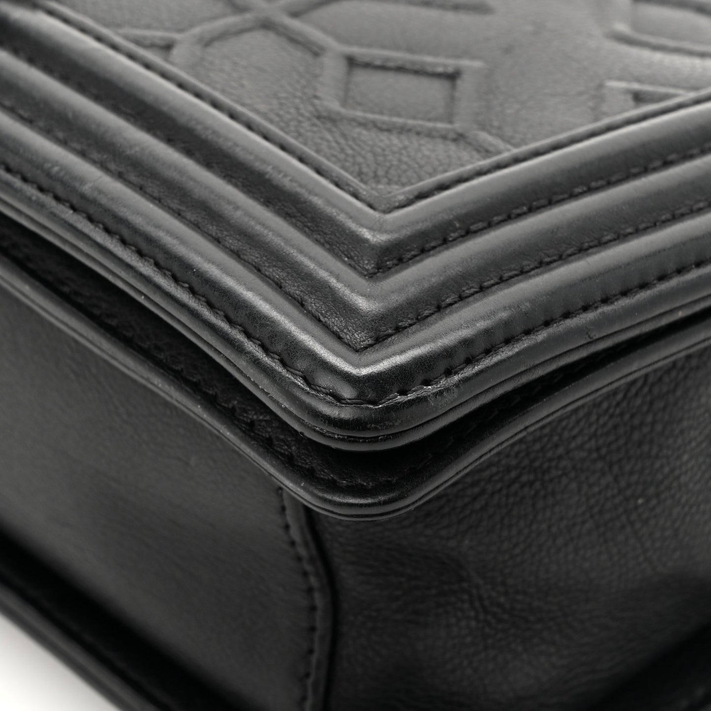 Calfskin Crystal Embossed Medium Boy Flap Black