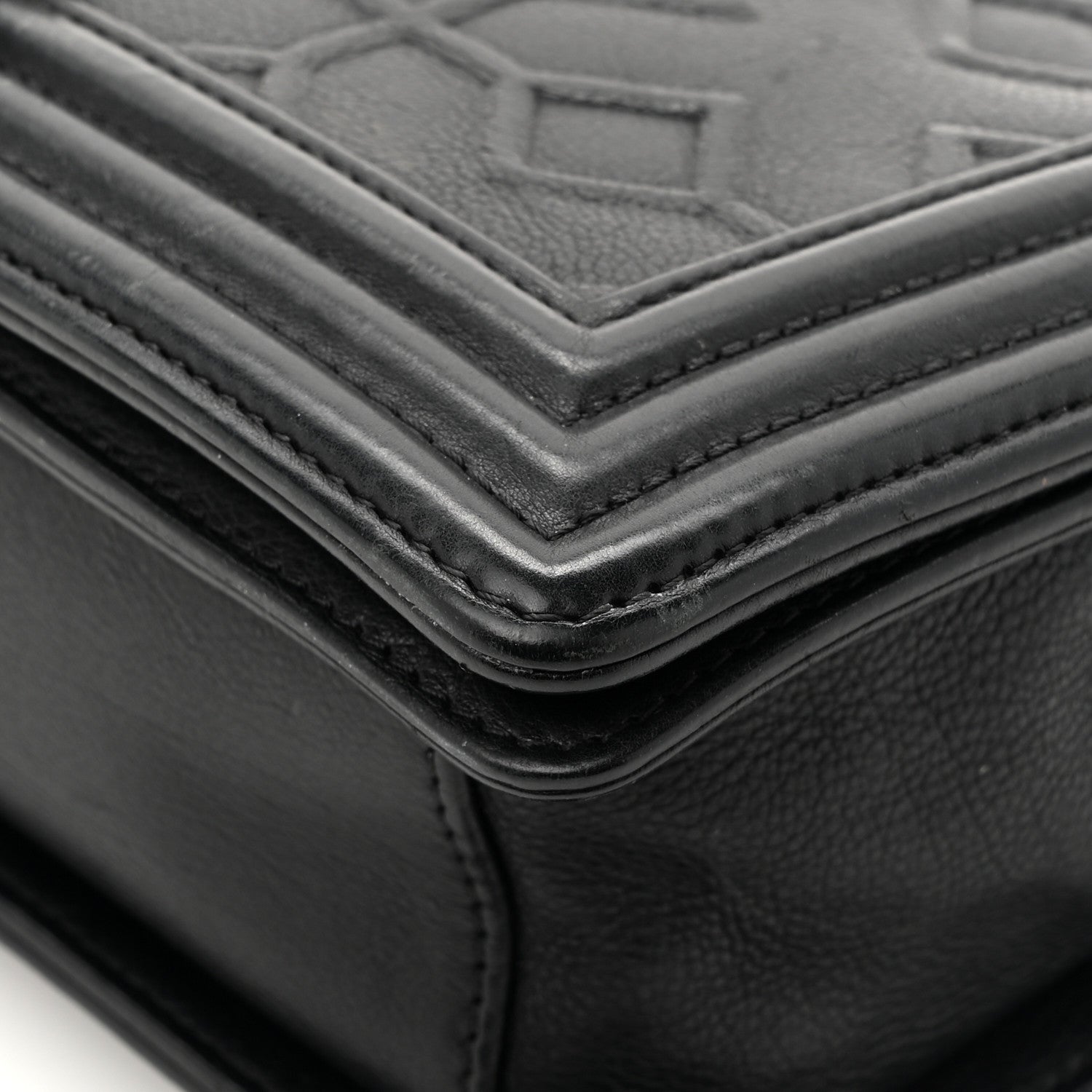 Chanel Calfskin Crystal Embossed Medium Boy Flap Black 12 of 13