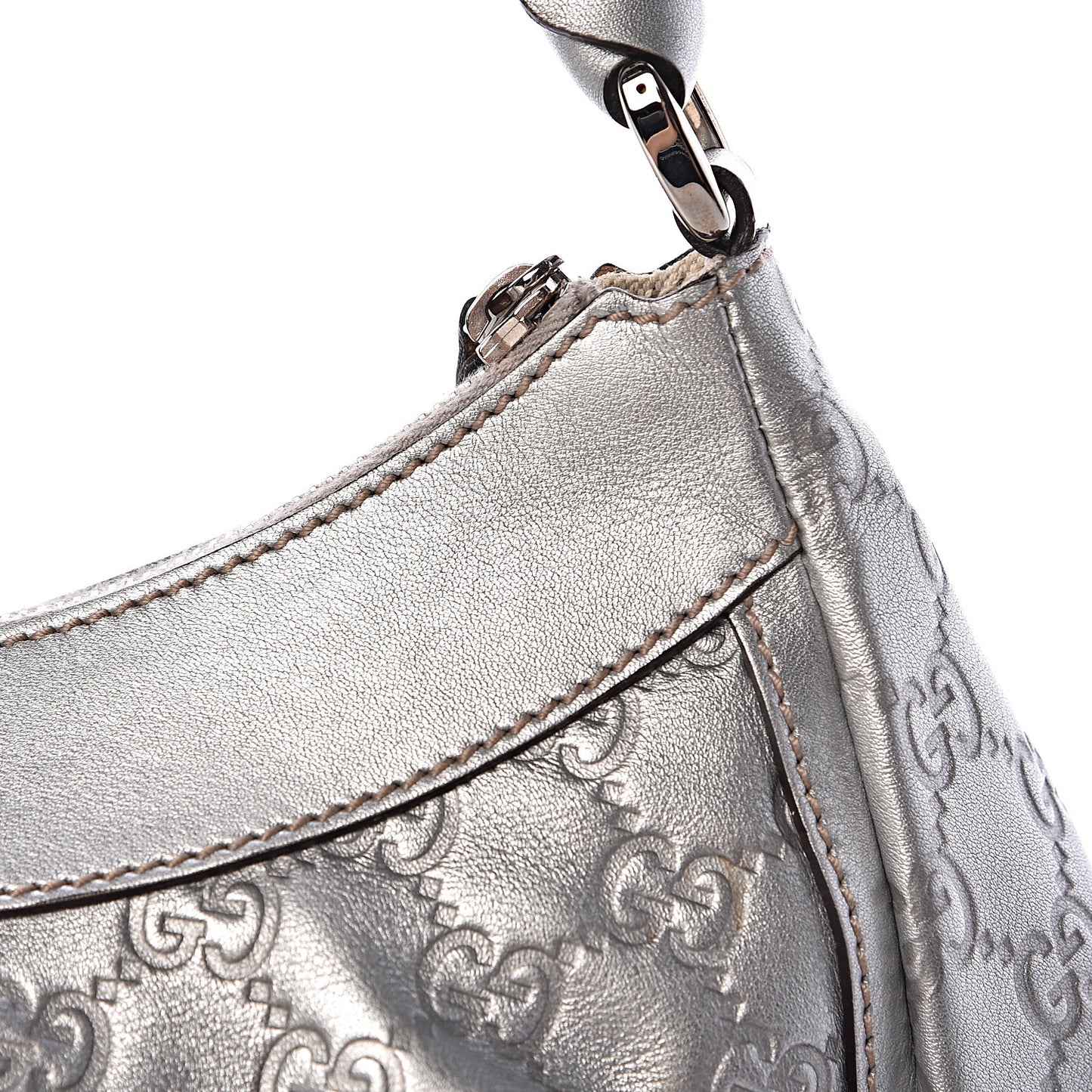 Metallic Guccissima Medium D Gold Hobo Silver