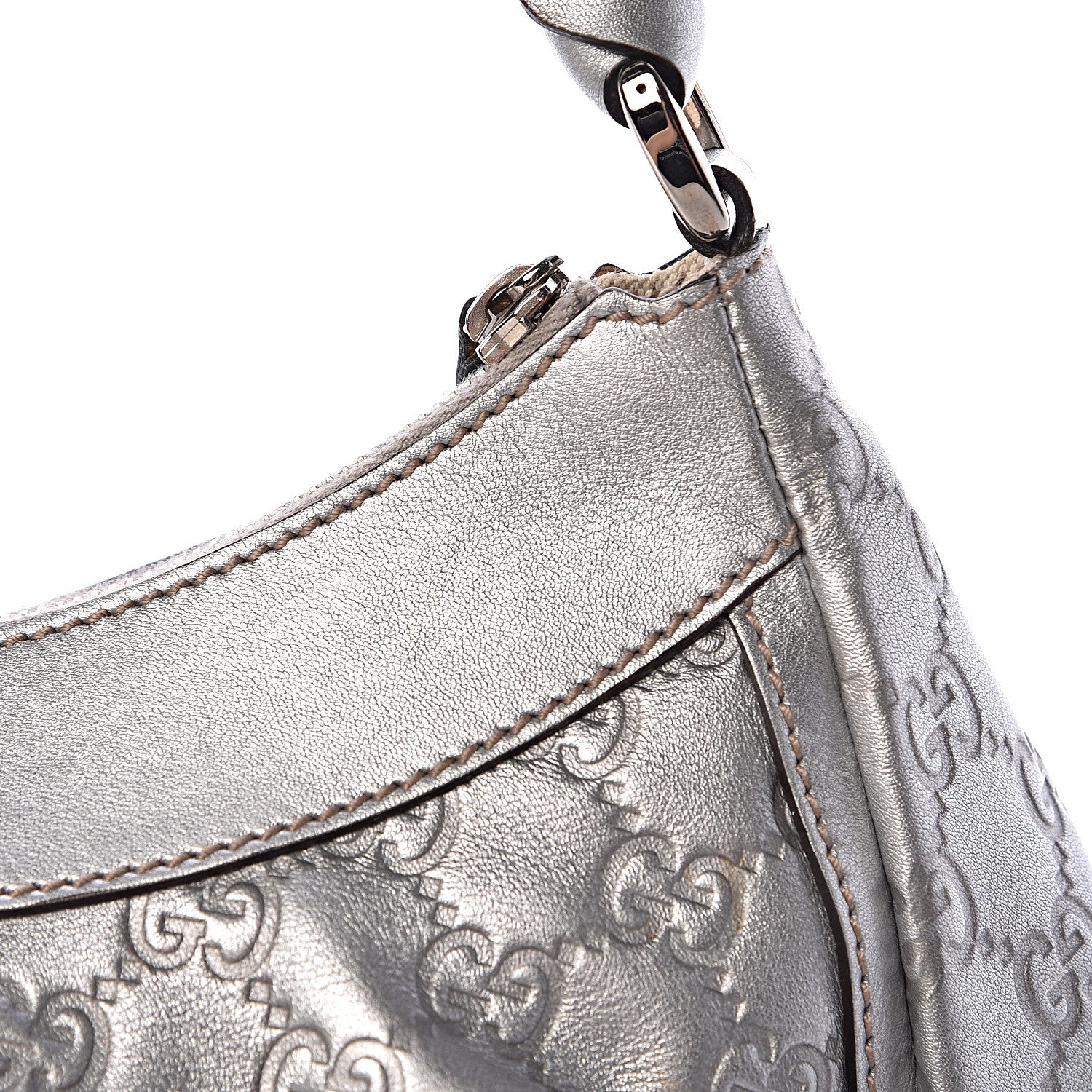 Gucci Metallic Guccissima Medium D Gold Hobo Silver 9 of 13