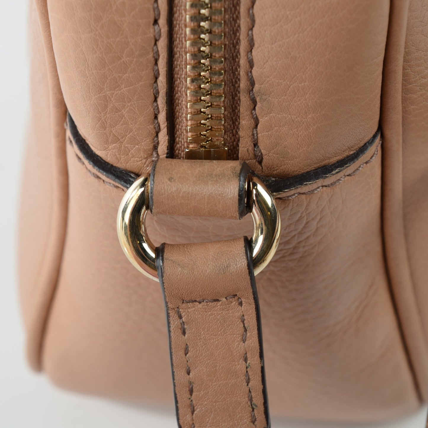 Pebbled Calfskin Small Soho Disco Bag Rose Beige