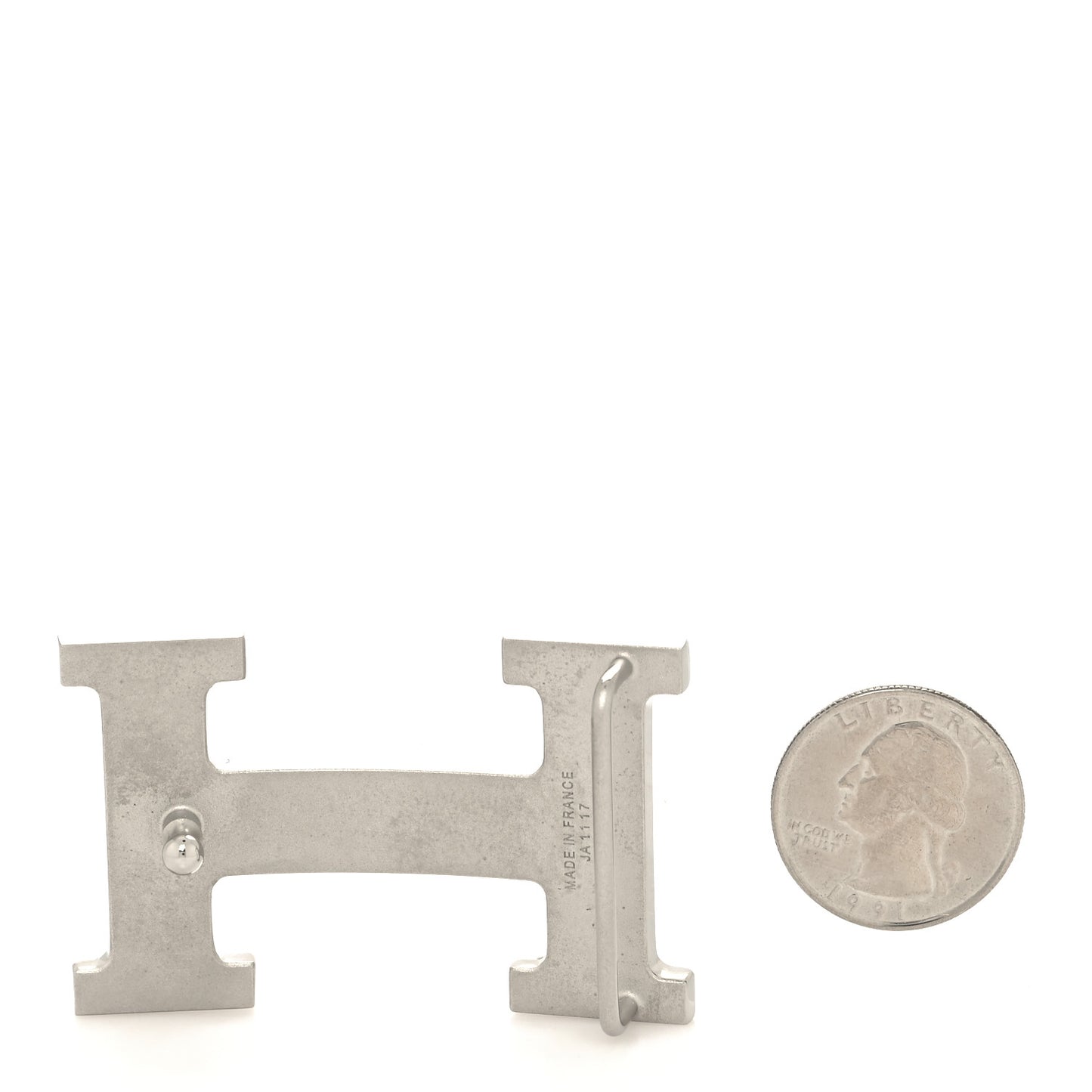 Polished Palladium 32mm H Belt Buckle Silver