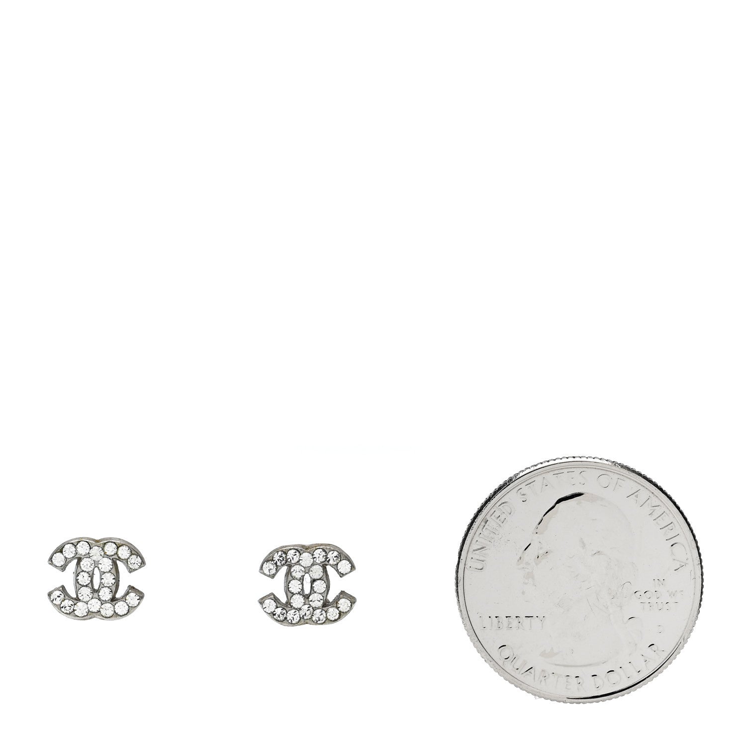 Chanel Crystal Mini Timeless CC Earrings Silver 2 of 5