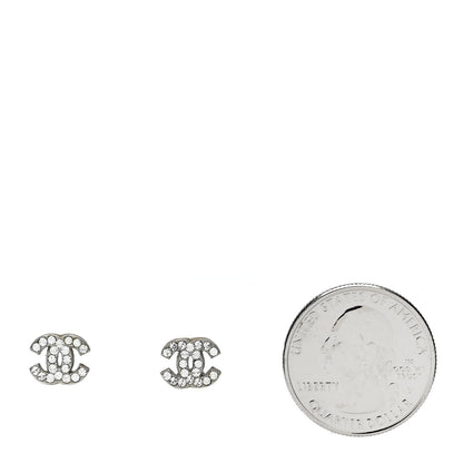 Chanel Crystal Mini Timeless CC Earrings Silver 2 of 5