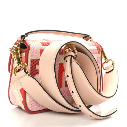 Fendi Canvas Vitello King Seta FF Embroidered Mini Baguette Rosa Quarzo Bloody Mary Multicolor 3 of 9