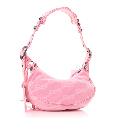 Balenciaga Denim BB Monogram Le Cagole Shoulder Bag XS Pink 4 of 11
