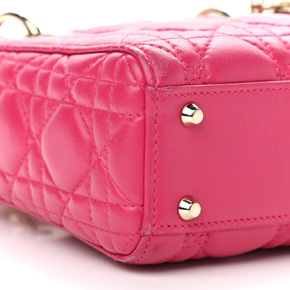 Christian Dior Lambskin Cannage Mini Lady Dior Fuchsia 8 of 11