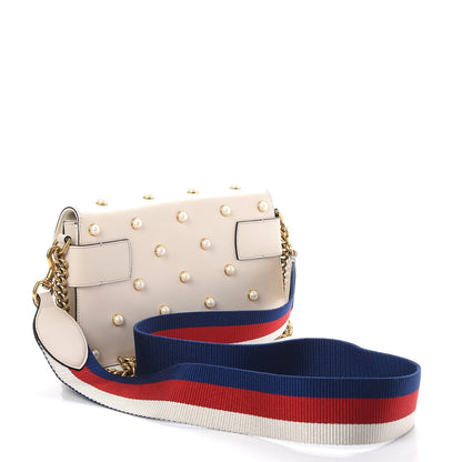 Gucci Nappa Pearl Studded Mini Queen Margaret Broadway Shoulder Bag Mystic White 3 of 13