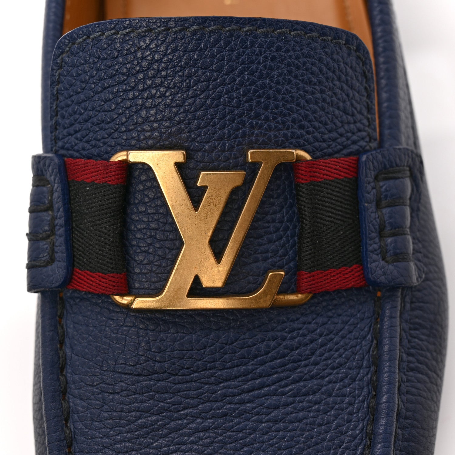 Louis Vuitton Grained Calfskin Mens Monte Carlo Car Shoe Moccasin Loafers 9 Blue 10 of 10