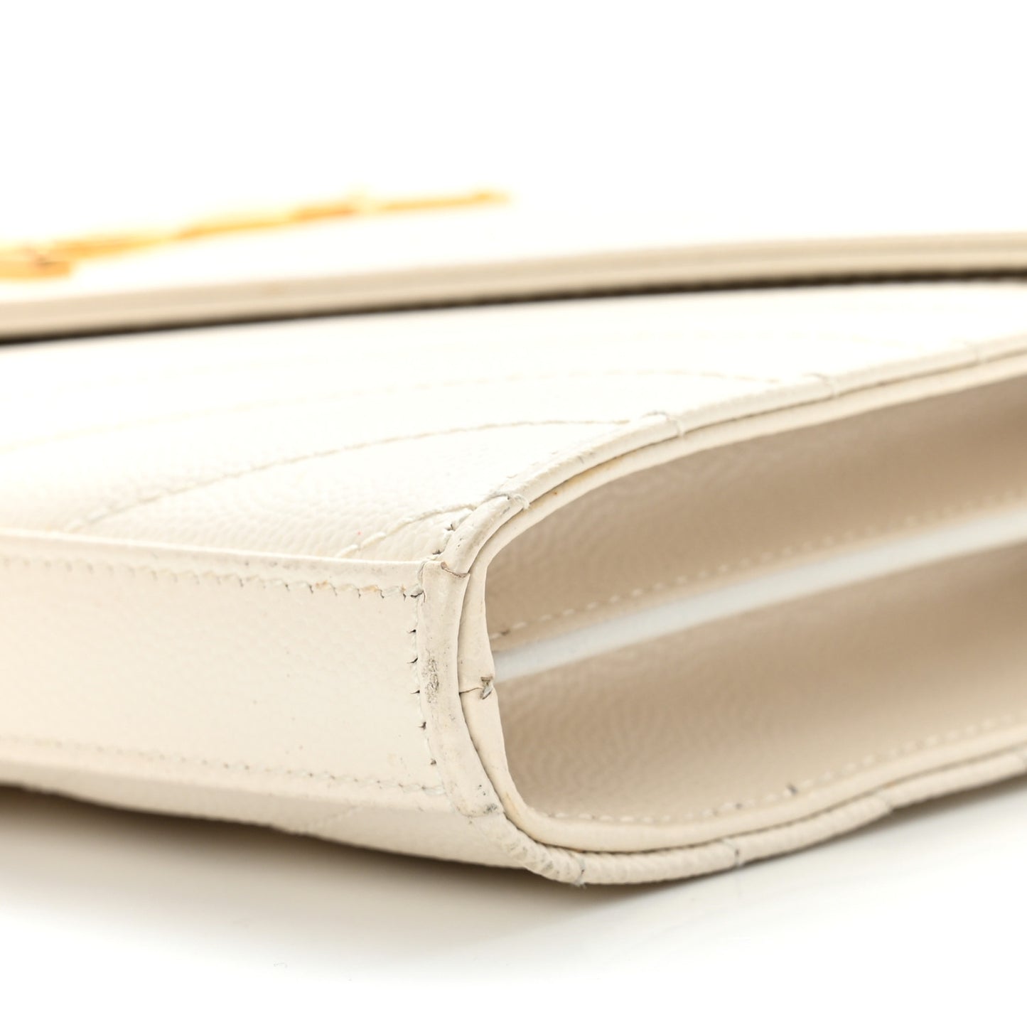 Grain De Poudre Matelasse Chevron Monogram Chain Wallet Crema Soft