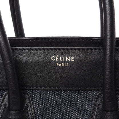 Celine Smooth Calfskin Denim Micro Luggage Navy Black 7 of 17