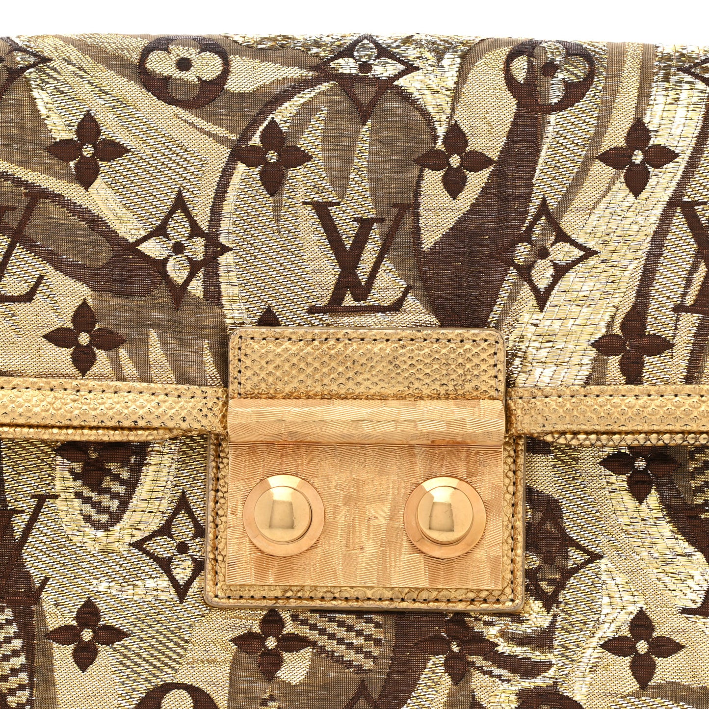 Monogram Brocade Thalie Clutch Gold