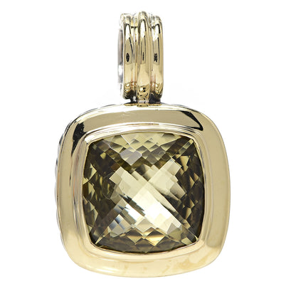 David Yurman Sterling Silver 18K Yellow Gold Lemon Citrine 14mm Albion Enhancer Pendant 1 of 3