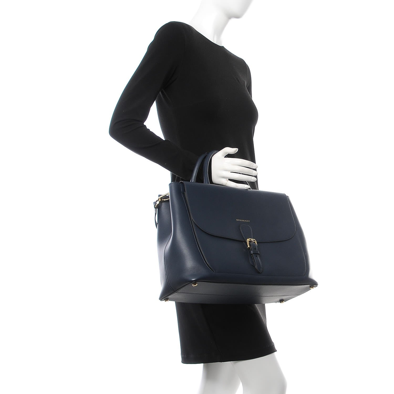 Burberry Smooth Bonded Calfskin Large Saddle Tote Black 2 of 13