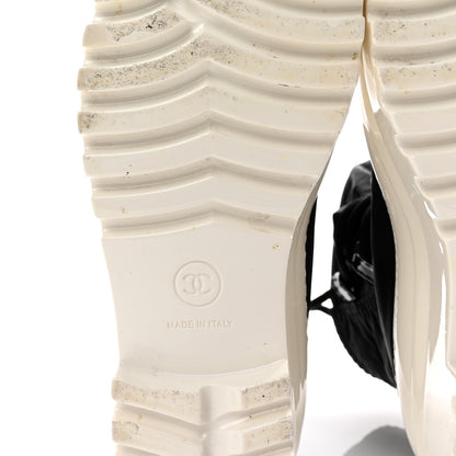 Chanel Nylon CC Lace Up Snow Boots 36 Black White 7 of 9