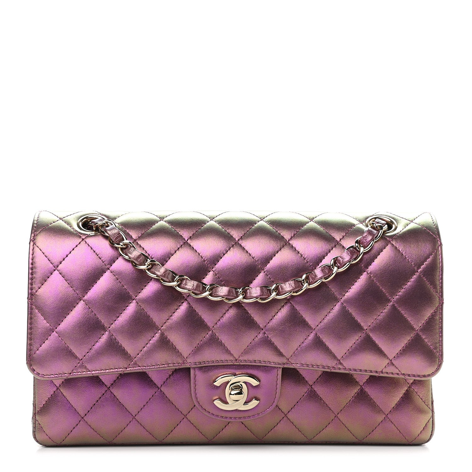 Chanel Iridescent Lambskin Quilted Medium Double Flap Purple 1 of 9
