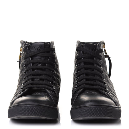 Louis Vuitton Calfskin Embossed Monogram Punchy High Top Sneakers 35.5 Black 2 of 9