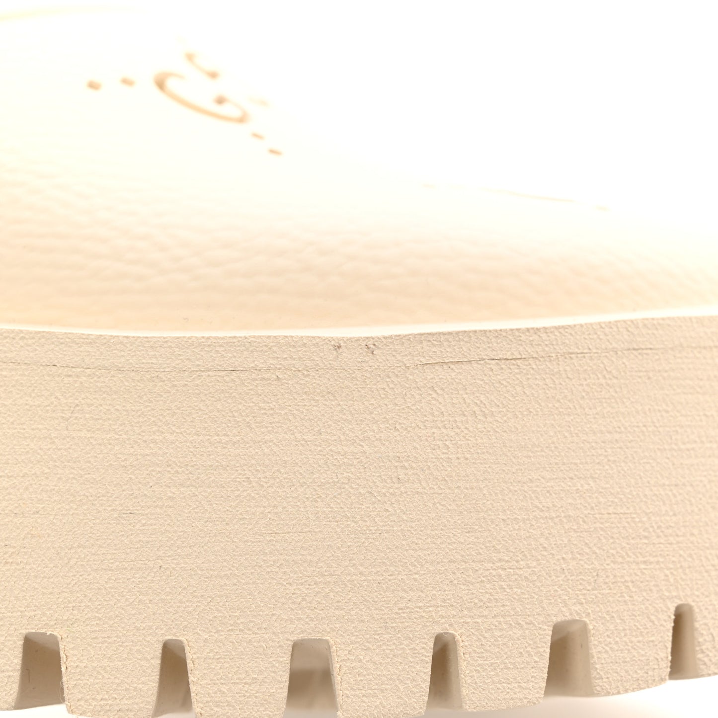 Rubber GG Monogram Perforated Elea Platform 55mm Lug Sole Sandals 38 Mystic White