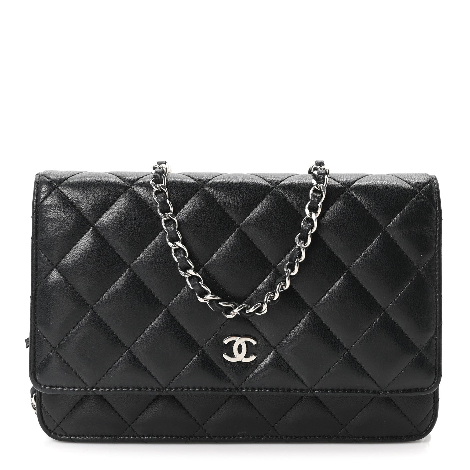 Chanel Lambskin Quilted Wallet On Chain WOC Black 1 of 11