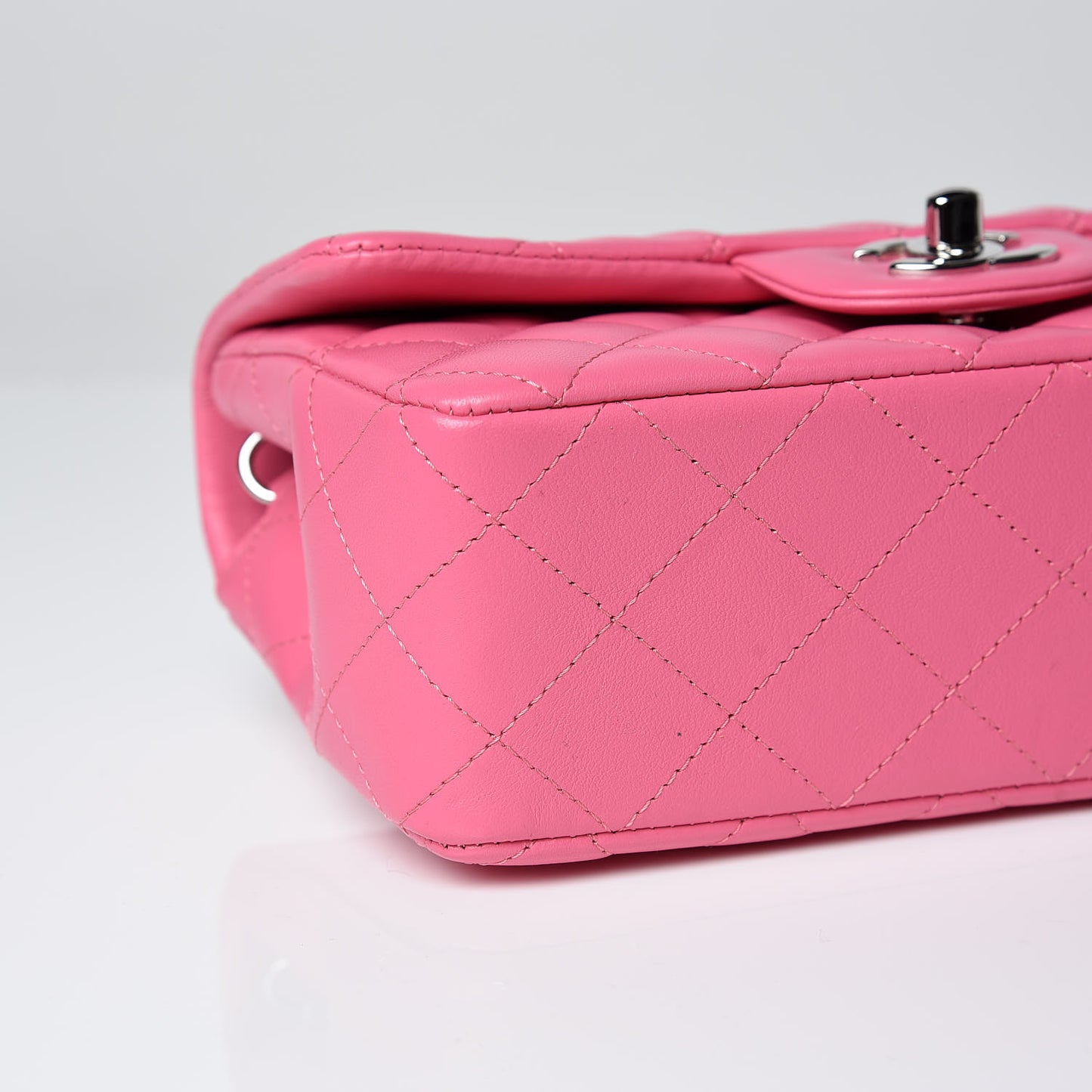 Lambskin Quilted Mini Rectangular Flap Pink