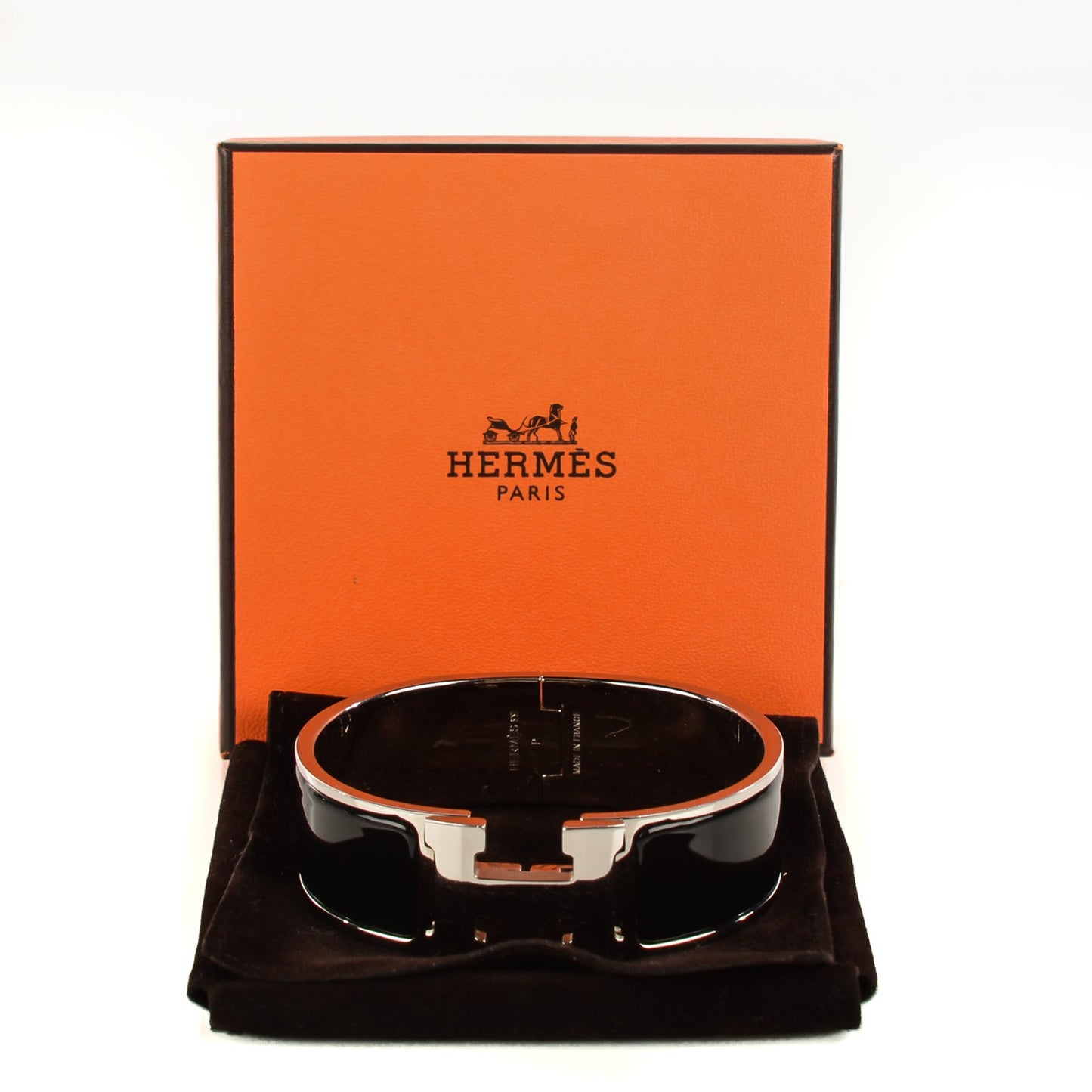 Enamel Wide Clic Clac H Bracelet GM Black