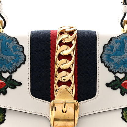 Gucci Calfskin Floral Medium Sylvie Top Handle Bag Off White 8 of 16