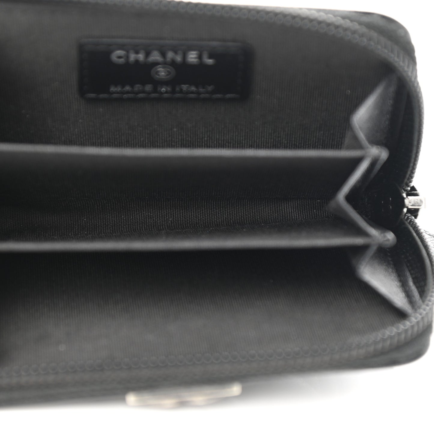 Caviar Quilted Boy Zip Around Coin Purse Wallet Black