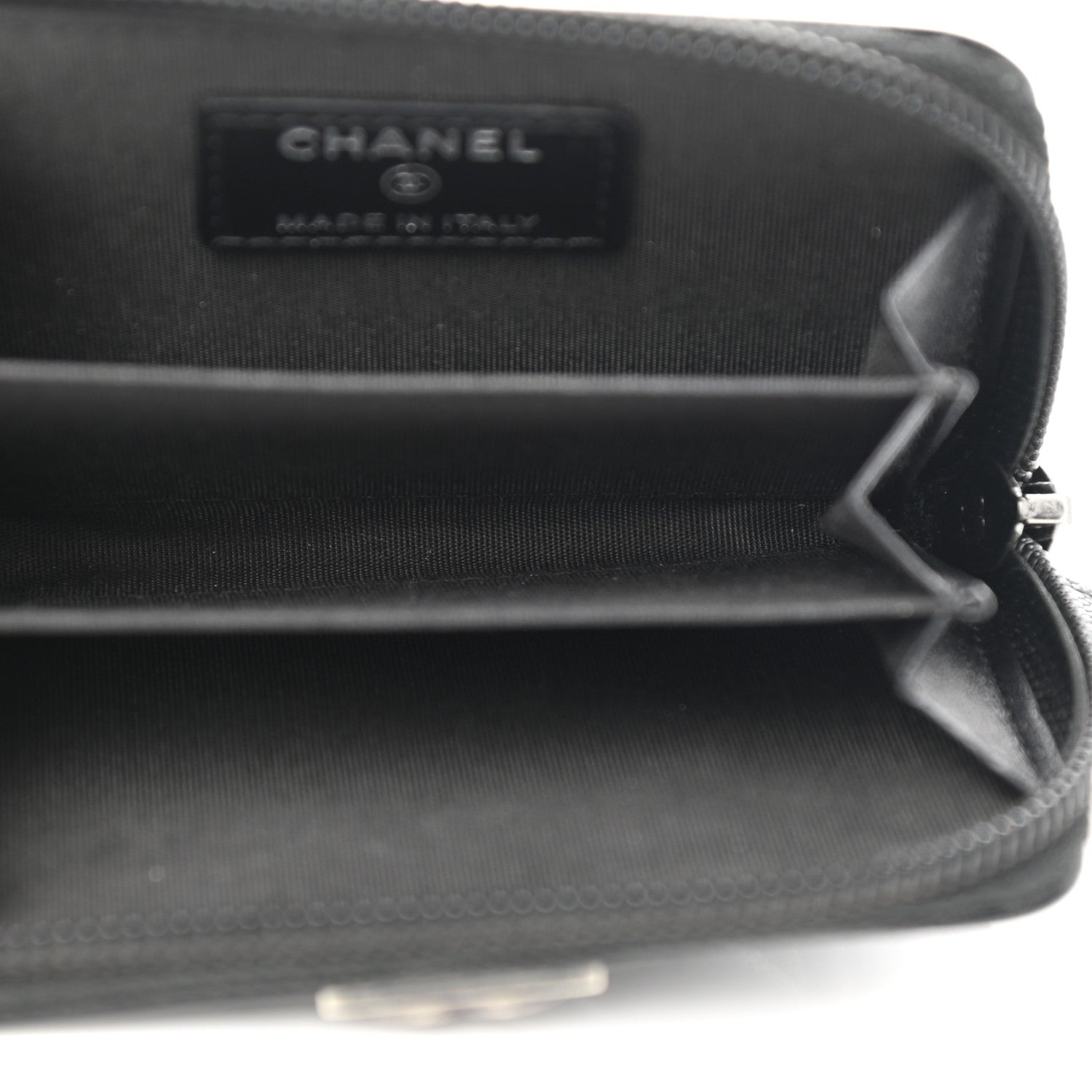 Chanel Caviar Quilted Boy Zip Around Coin Purse Wallet Black 5 of 8