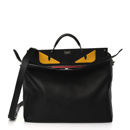 Fendi Cuoio Romano Selleria Monster Eyes Inlay Large Mens Peekaboo Iconic Essential Satchel Black Sunflower 1 of 11