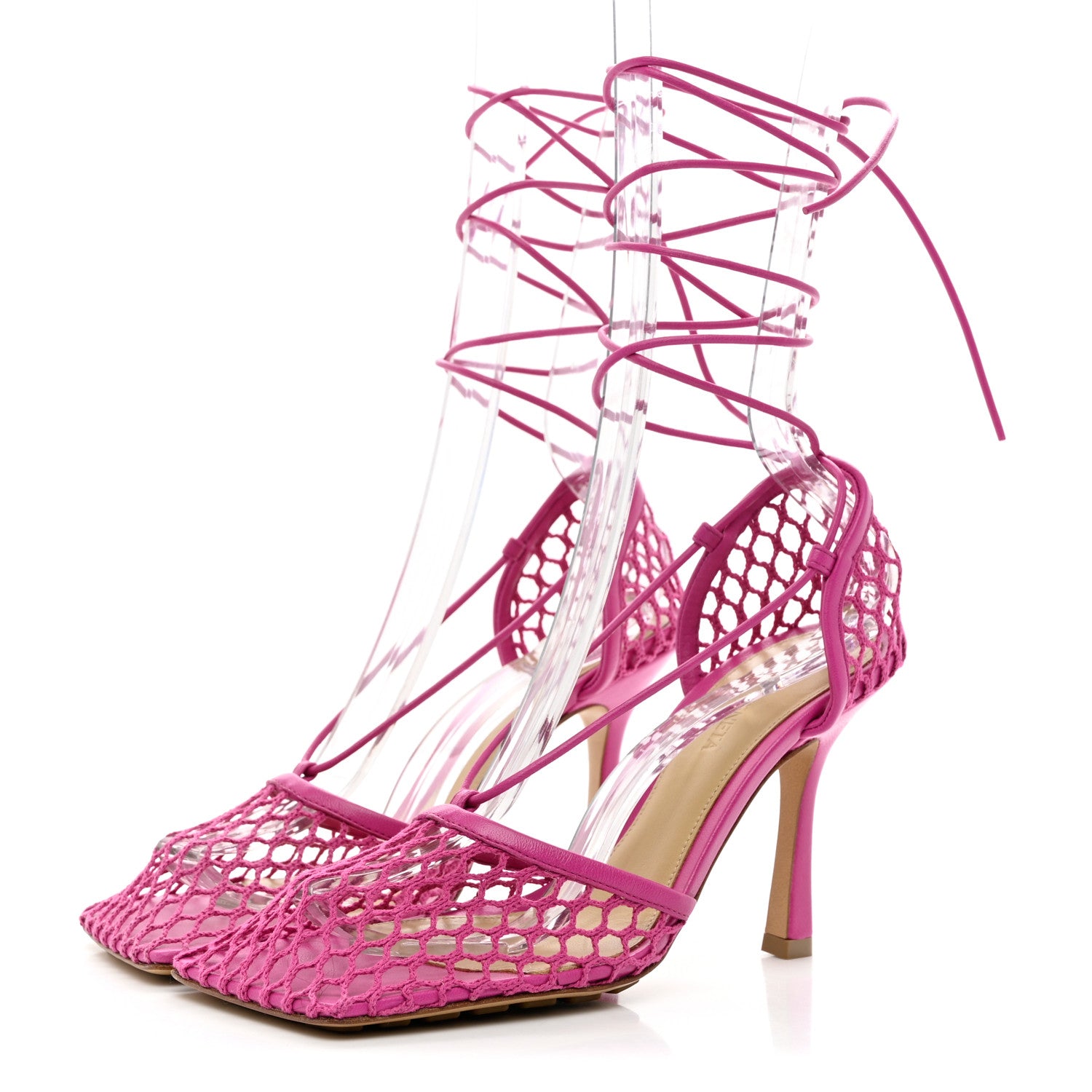 Bottega Veneta Mesh Nappa Stretch Ankle Tie 90mm Sandals 37 Hollyhock 3 of 7