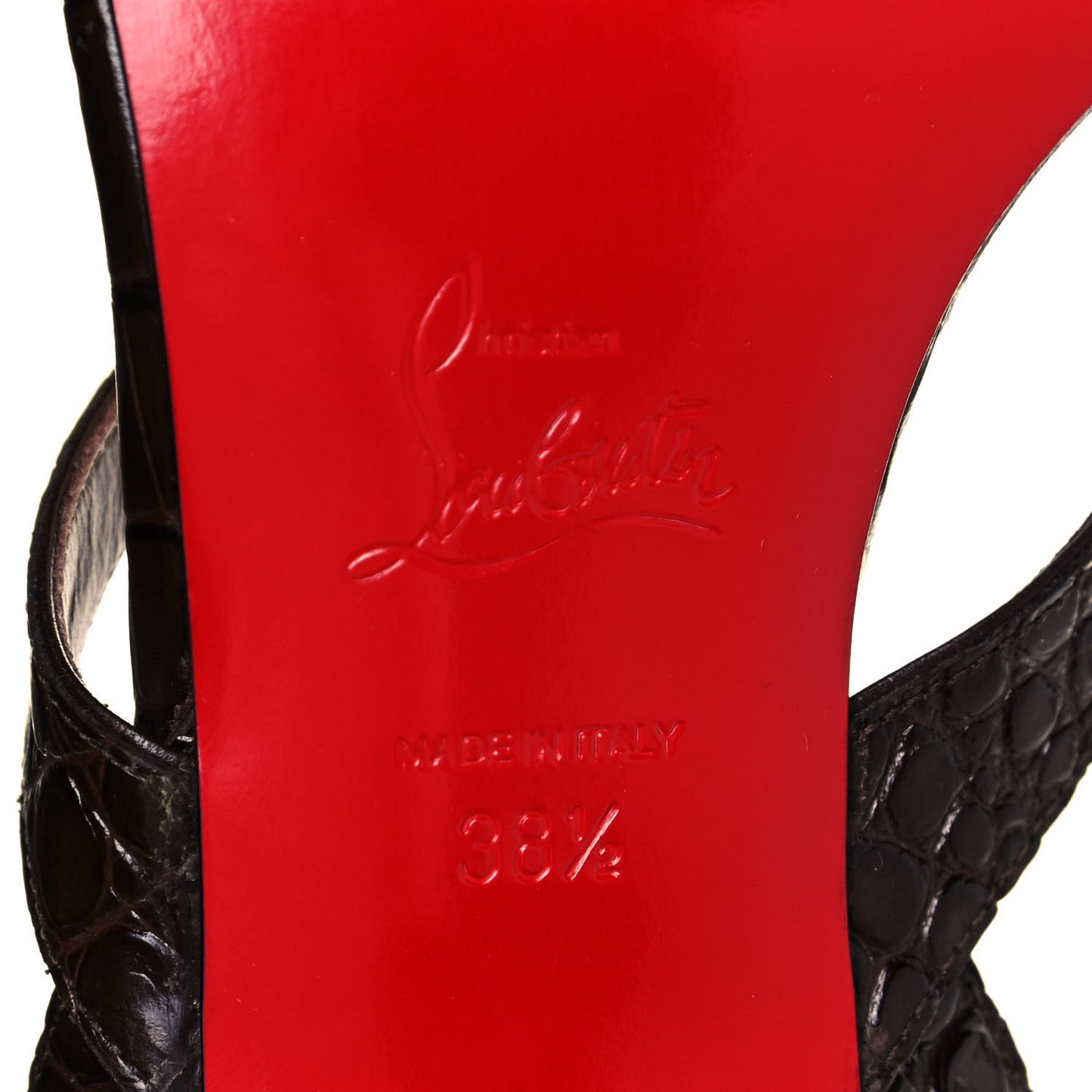 Calfskin Crocodile Embossed Taralita 55 Thong Sandals 38.5 Brown