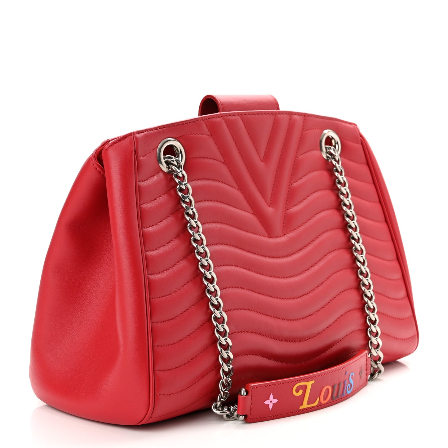 Calfskin New Wave Chain Tote Ecarlate