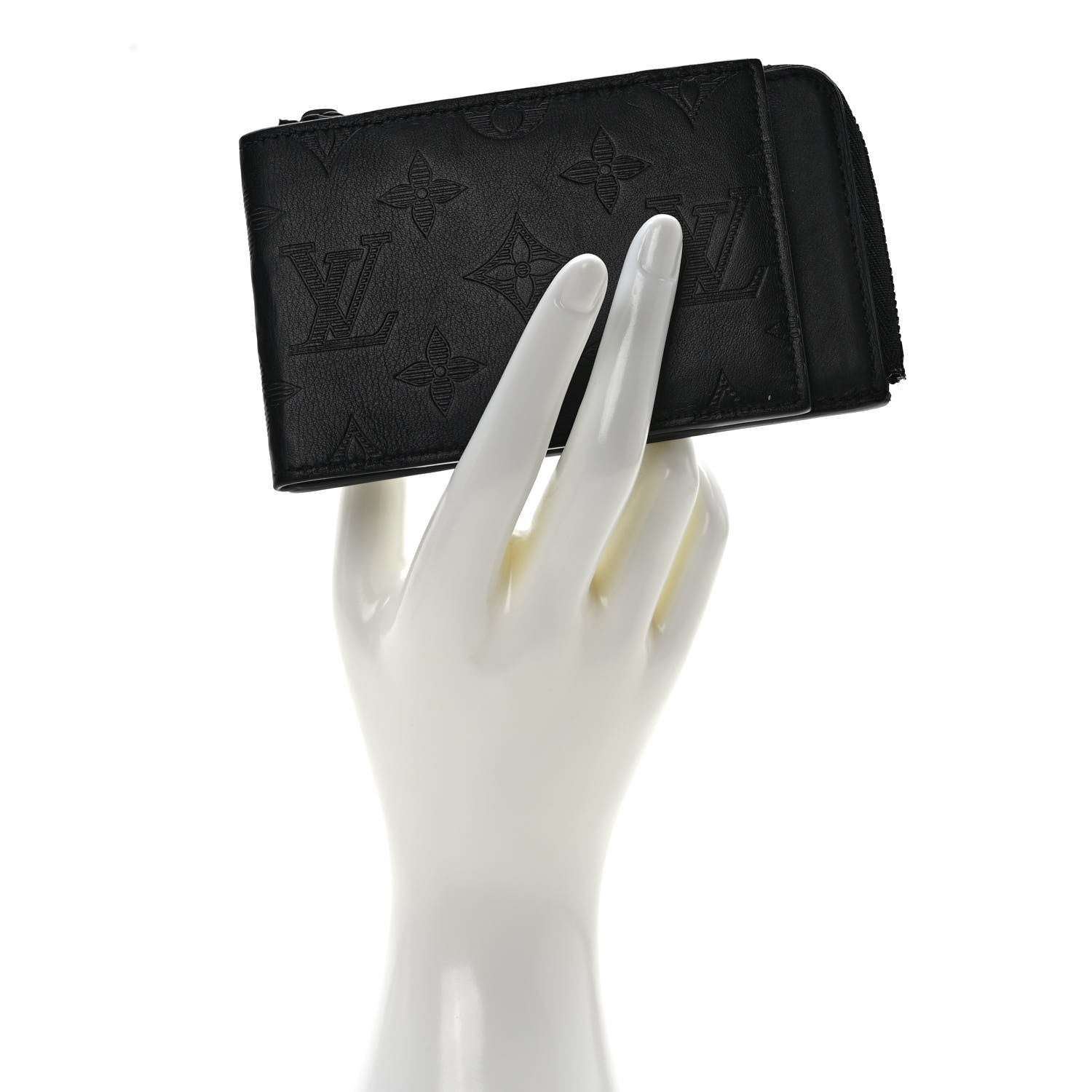 Louis Vuitton Calfskin Monogram Shadow Hybrid Wallet Black 2 of 7