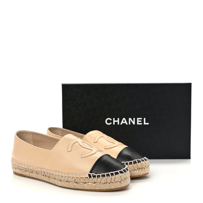 Chanel Lambskin CC Espadrilles 38 Beige Black 9 of 9