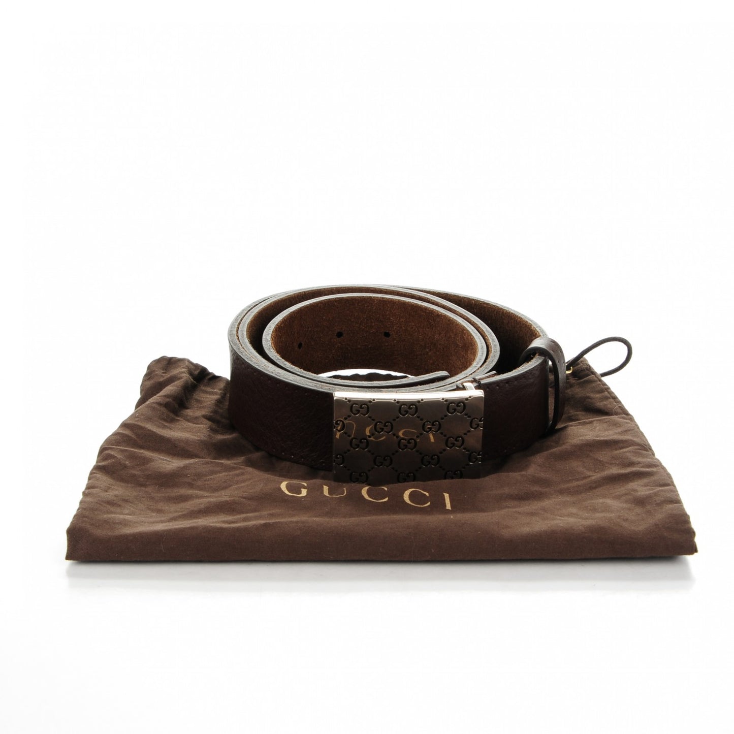 Calfskin Guccissima Buckle Belt 100 40 Dark Brown