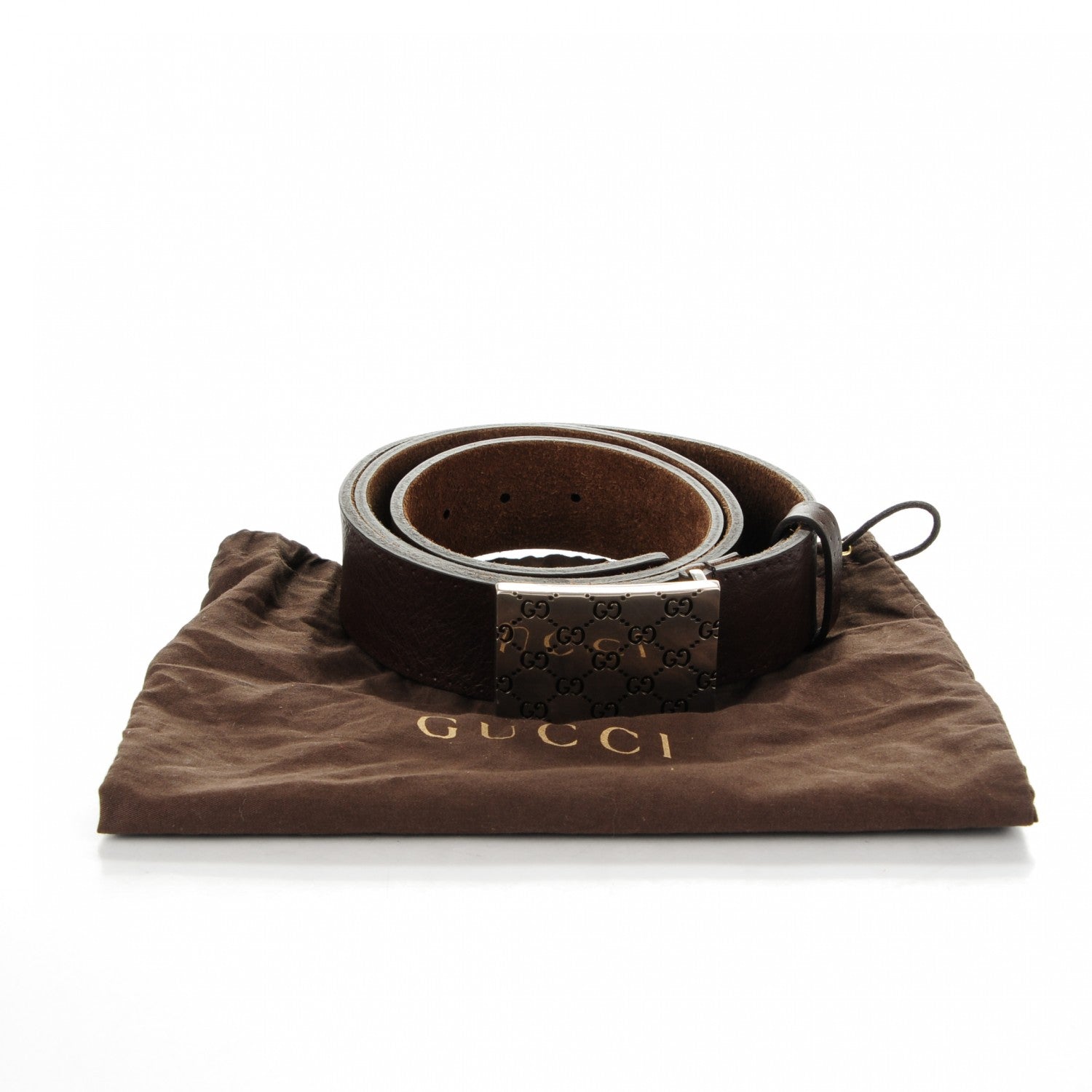 Gucci Calfskin Guccissima Buckle Belt 100 40 Dark Brown 6 of 6