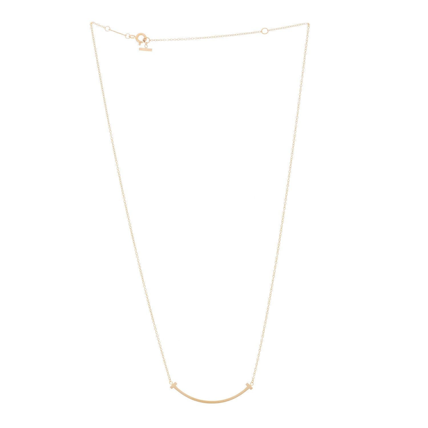 Tiffany 18K Rose Gold Small T Smile Pendant Necklace 1 of 7