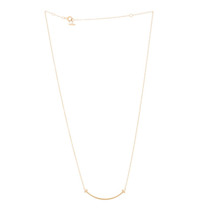 Tiffany 18K Rose Gold Small T Smile Pendant Necklace 1 of 7