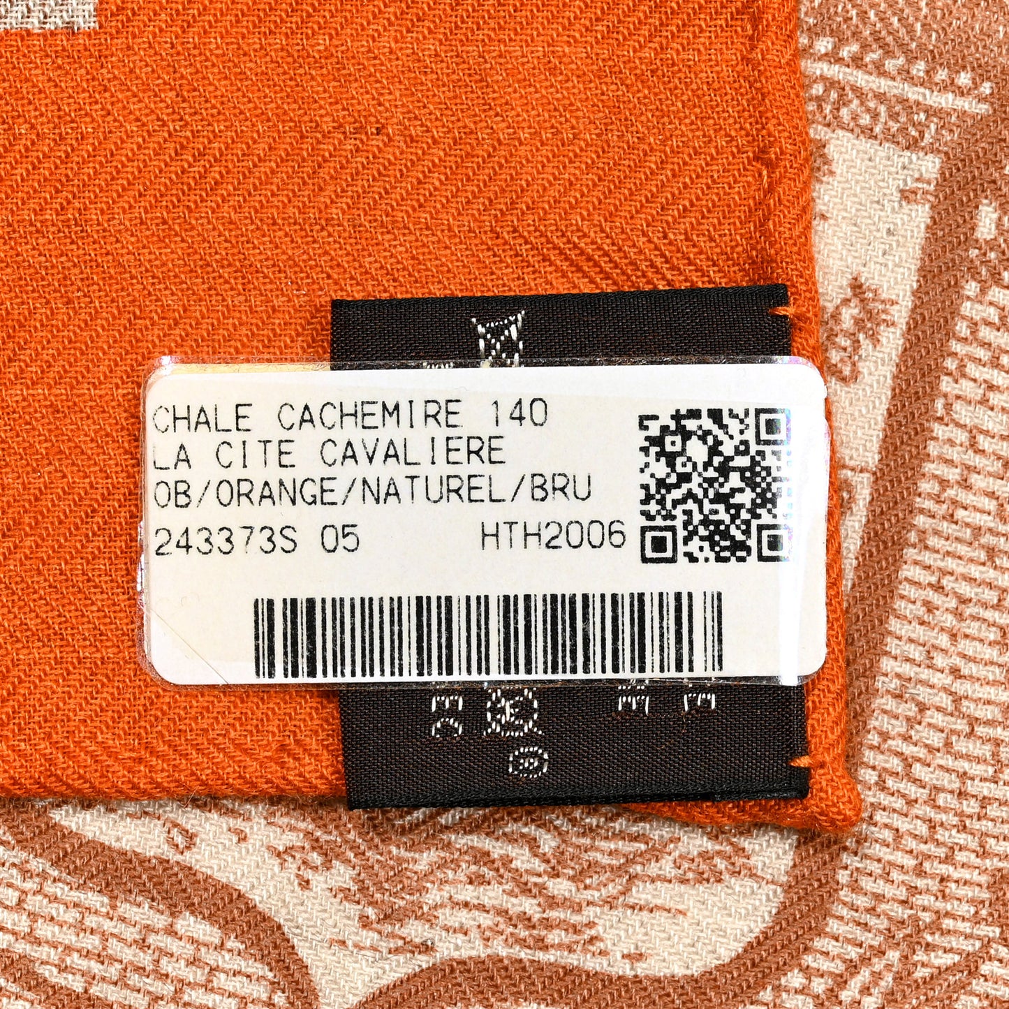 Cashmere Silk La Cite Cavaliere Shawl 140 Orange Naturel Brun