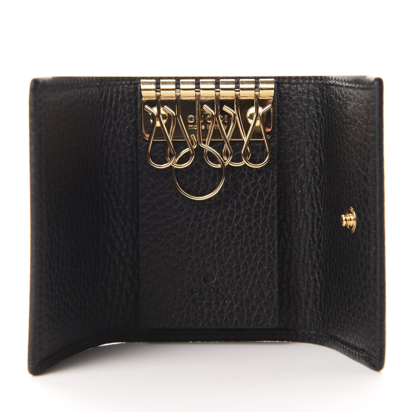 Pebbled Calfskin GG Marmont 6 Key Holder Black