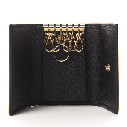 Gucci Pebbled Calfskin GG Marmont 6 Key Holder Black 5 of 7