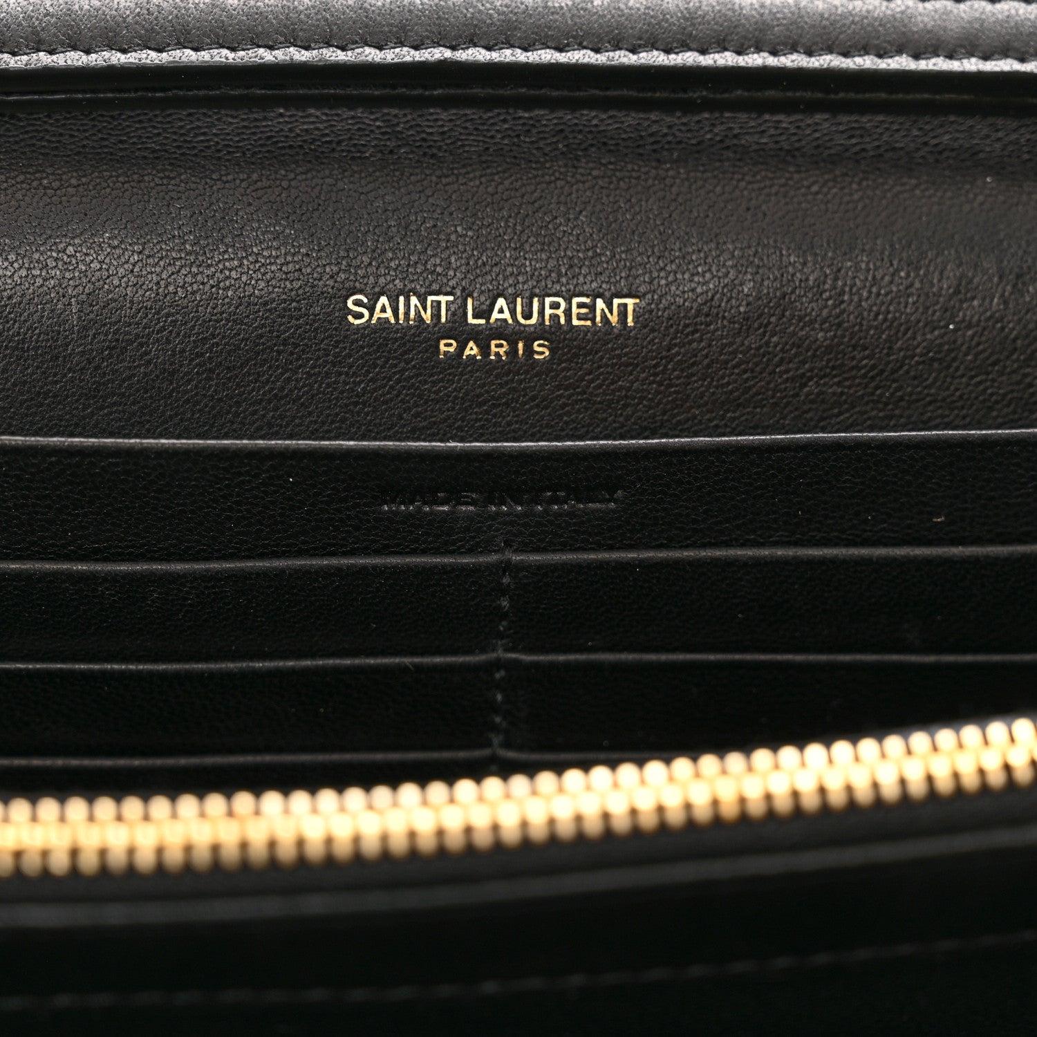 Saint Laurent Lambskin Carre Quilted Cassandre Chain Wallet Black 8 of 12