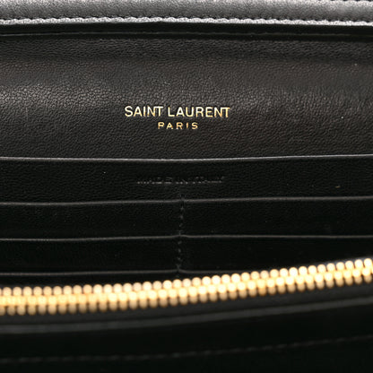 Saint Laurent Lambskin Carre Quilted Cassandre Chain Wallet Black 8 of 12