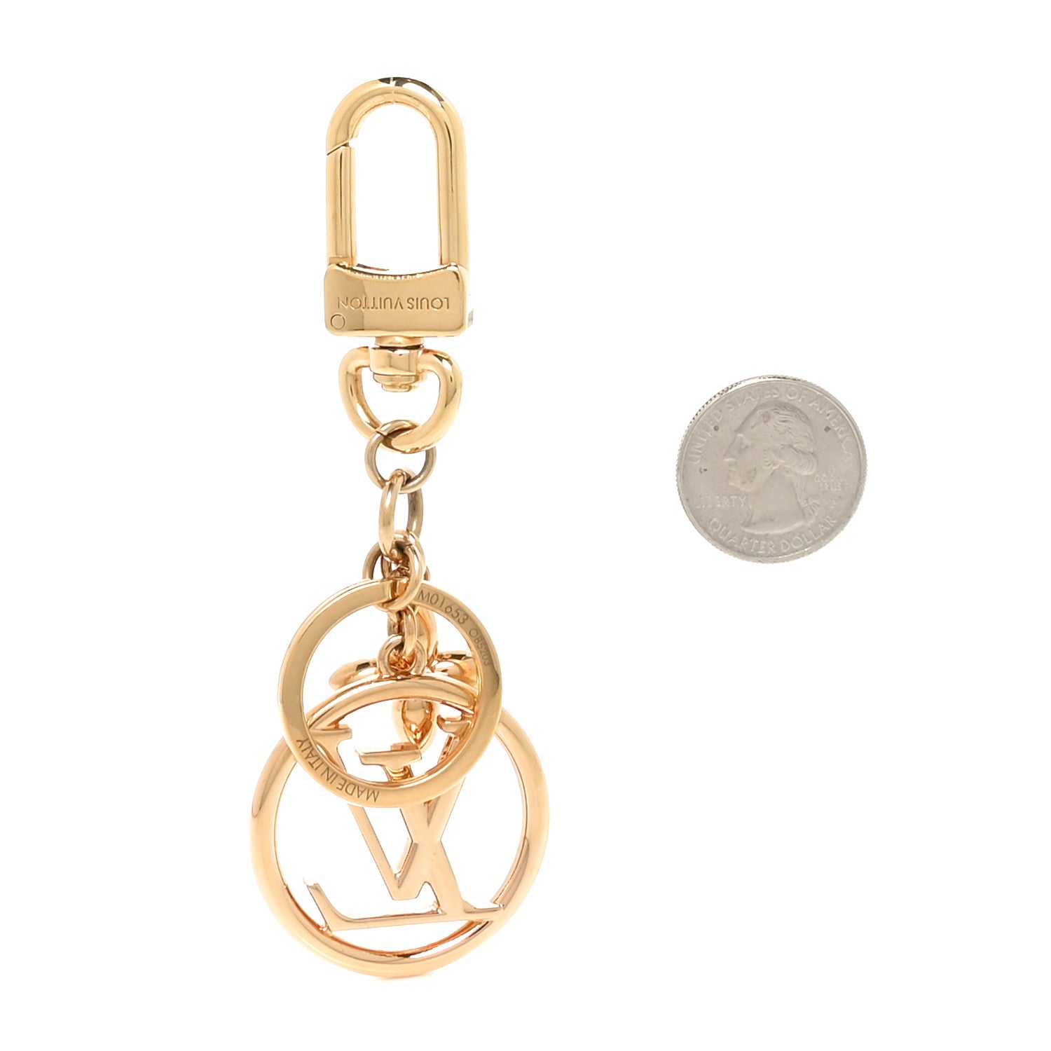 Louis Vuitton Metal Fleur LV Circle Bag Charm Key Holder Gold 2 of 5